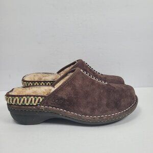 Ugg Women's Brown Suede Shearling Lined Clogs S/N5177 US Size 7